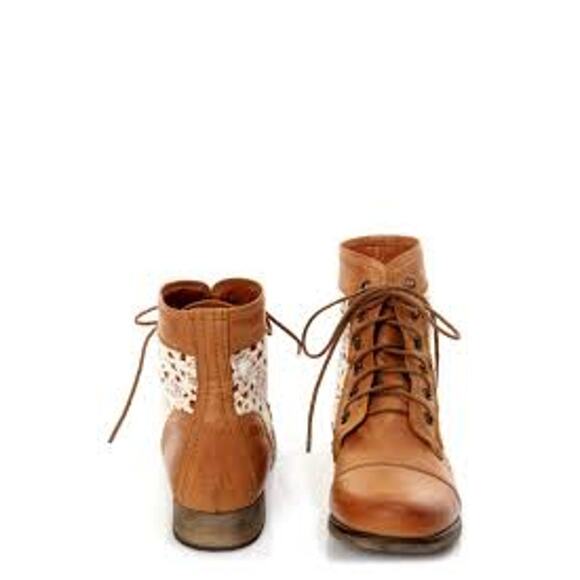 STEVE MADDEN Thundr-C Cognac Crochet Lace-Up Ankle Boot Size 6.5 COTTAGE PRAIRIE - Picture 2 of 8